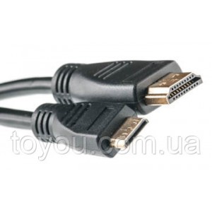 Видео кабель PowerPlant HDMI - mini HDMI, 2м, позолоченные коннекторы, 1.3V