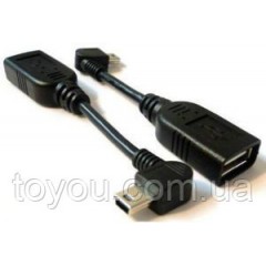 Перехідник OTG @LUX™ mini USB to USB гнучкий L, кутовий