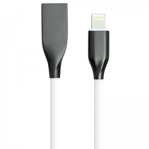 Кабель PowerPlant USB - Lightning, 1м, силікон, білий