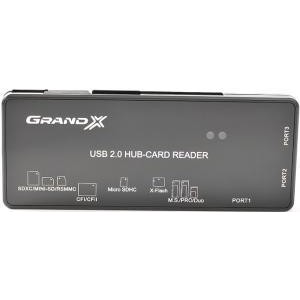 USB хаб+Мультикартридер Grand-X USB 2.0 3-port+1,2 m USBcable мідь (GHC-301)