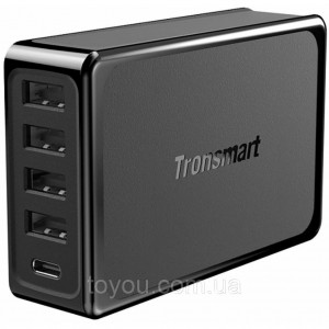 Зарядний пристрій Tronsmart U5P 60W USB PD Desktop Charger with VoltiQ Black (232389)