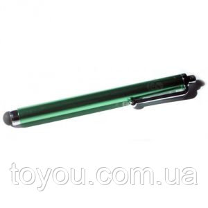 Стилус-Ручка @LUX для всех TOUCHSCREEN: зеленый металический, по форме шариковой ручки; 110мм; RetailPack