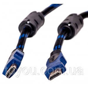 Відео кабель PowerPlant HDMI - HDMI, 1.5 м, позолочені конектори, 1.4 V, Nylon, Double ferrites