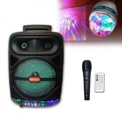 Портативна Колонка Караоке з Bluetooth UBS-1086BT BIG LED, пульт + мікрофон
