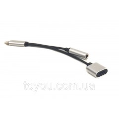 Кабель-перехідник PowerPlant Lightning 2 в 1, Audio 3.5 мм - Lightning