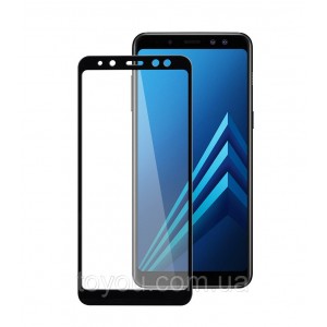 Захисне скло Full screen PowerPlant для Samsung Galaxy A8 (2018), Black