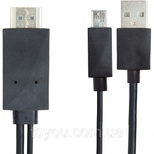 Відео кабель PowerPlant HDMI - micro USB + USB 2.0 м, (MHL), Blister