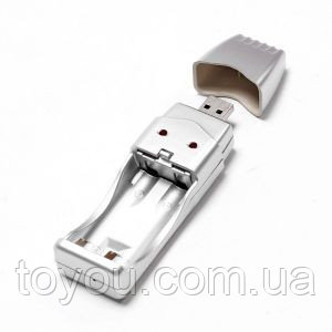 USB @LUX™ зарядний пристрій для 2*AA, silver, OEM