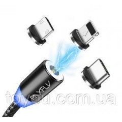 Кабель магнітний 3в1 Moon Lightning, microUSB, Type-C 1m Gravity (метал) Кабель магнітний 3в1 Moon Lightning, microUSB, Type-C 1m Gravity (метал)