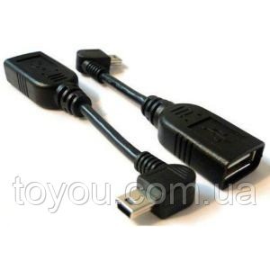 Переходник OTG @LUX™ mini USB to USB гибкий L, угловой