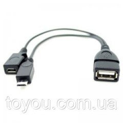 Перехідник OTG 2в1 micro USB to USB + MicroUSB (з харчуванням) Перехідник OTG 2в1 micro USB to USB + MicroUSB (з харчуванням)