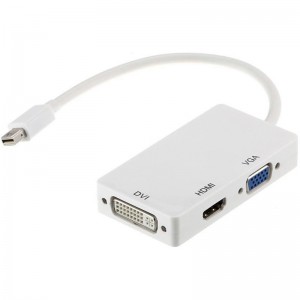 Перехідник PowerPlant mini DisplayPort (Thunderbolt) - HDMI, DVI, VGA (3 в 1)