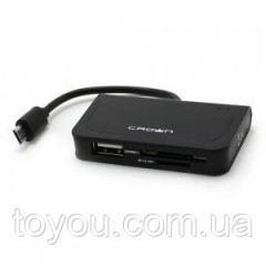 Картридер USB CROWN  CMCR-013  USB HUB