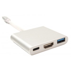 Кабель-перехідник PowerPlant USB Type-C - HDMI/USB Multiport Adapter для MacBook 12, 0.15 м