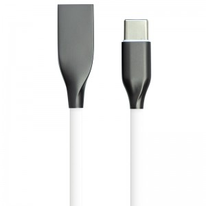 Кабель PowerPlant USB Type-C, 1м, силікон, білий