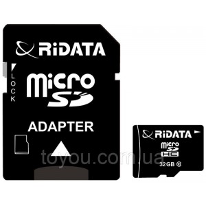 Карта пам'яті RiDATA microSDHC 32GB Class 10 + SD адаптер