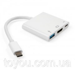 Кабель-переходник USB Type-C to HDMI+USB3.0+Type-C PD, 0.15m