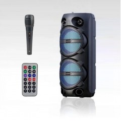 Переносная Колонка Bluetooth UBS-653 LED + Караоке, пульт + микрофон