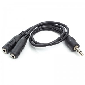 Аудіо-кабель PowerPlant 3.5 мм (M) - 2*3.5 мм (F), 1 м