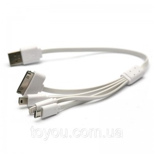 Кабель PowerPlant універсальний USB 2.0 AM - Mini Micro, Lightning, I-Pod, 0.3 м