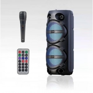 Переносная Колонка Bluetooth UBS-653 LED + Караоке, пульт + микрофон