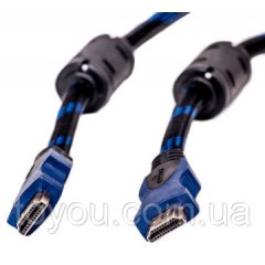 Видео кабель PowerPlant HDMI - HDMI, 15м, позолоченные коннекторы, 1.4V, Nylon, Double ferrites