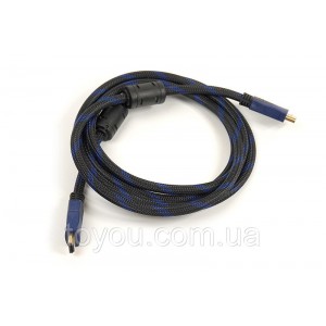 Відео кабель PowerPlant HDMI - HDMI, 2м, позолочені конектори, 1.4 V, Nylon, Double ferrites