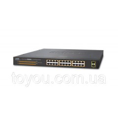 Гігабітний комутатор 2 рівня Planet GSW-2620HP(24-Port 10/100/1000Mbps 802.3at PoE+)
