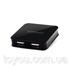 Концентратор (Хаб) CMCR-009 black 4-х портовий USB-HAB 2.0., РК дисплей CROWN CMCR-009 USB HUB black