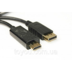 Відео кабель PowerPlant DisplayPort (M) - HDMI (M), 1.4V, 30AWG, 4Kx2K, 1.8м