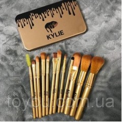 Набір кистей Kylie 12шт для макіяжу Кайлі пензлика у контейнері