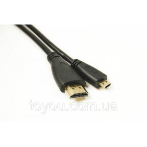 Відео кабель PowerPlant HDMI - micro HDMI, 2м, позолочені конектори, 1.4 V