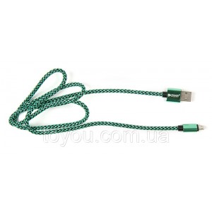Кабель PowerPlant USB 2.0 AM/Micro B, двосторонній, 1м, зелений