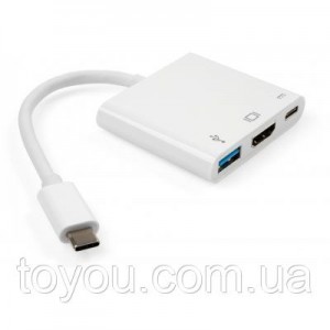 Кабель-переходник USB Type-C to HDMI+USB3.0+Type-C PD, 0.15m