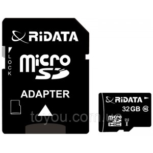 Карта памяти RiDATA microSDHC 32GB Class 10 UHS-I + SD адаптер
