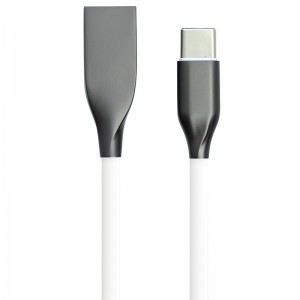 Кабель PowerPlant USB Type-C, 2м, силікон, білий