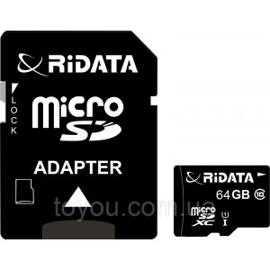 Карта памяти RiDATA microSDXC 64GB Class 10 UHS-I + SD адаптер