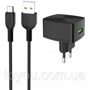 Зарядний пристрій Hoco C70A Cutting-edge USB 18W 3A Quick Charge 3.0 + кабель microUSB