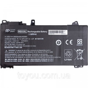Аккумулятор PowerPlant для ноутбуков HP ProBook 450 G6 (RE03XL) 11.55V 3500mAh