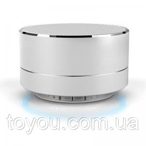 Мини-Колонка с подсветкой Bluetooth UBS-10 TF, USB для Android/ iPhone/ iPad/ iPod. Серебро