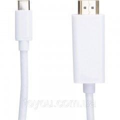 Видео кабель PowerPlant HDMI male - USB Type-C, 1.8м