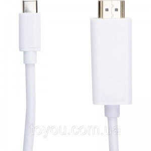 Видео кабель PowerPlant HDMI male - USB Type-C, 1.8м