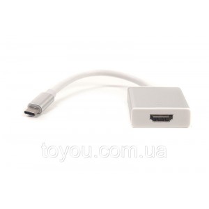 Кабель-перехідник PowerPlant HDMI female - USB Type-C, 0.15 м, Blister