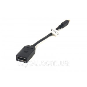 Кабель-перехідник PowerPlant mini DisplayPort (Thunderbolt) M — DisplayPort F, 0.2 м