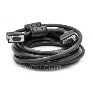 Видео кабель PowerPlant VGA-VGA, 5м, Double ferrites