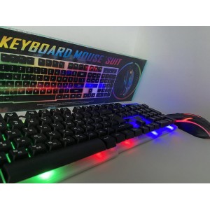 Клавіатура Російська + Мишка KEYBOARD KT-288 , комплект клавіатура і мишка з підсвічуванням