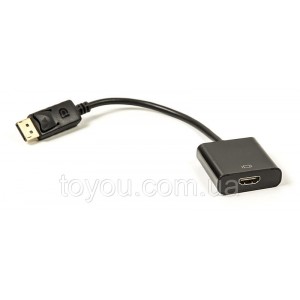 Кабель-переходник PowerPlant HDMI - DisplayPort, 0.15м, черный