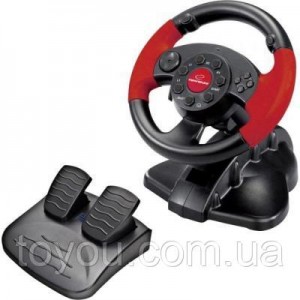Игровой руль Esperanza PC/PS1/PS2/PS3 xbox 360 Black-red(EG104) +педали