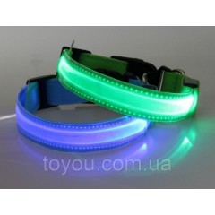 Ошейник LED светящийся узкий для небольших собак и кошек 0.5 м СИНИЙ