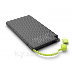 Зовнішній акумулятор Power Bank Pineng PN-952 5000mAh з перехідником Lightning, ультратонкий